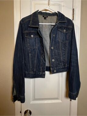 a.n.a Dark Blue Cropped Denim Jacket